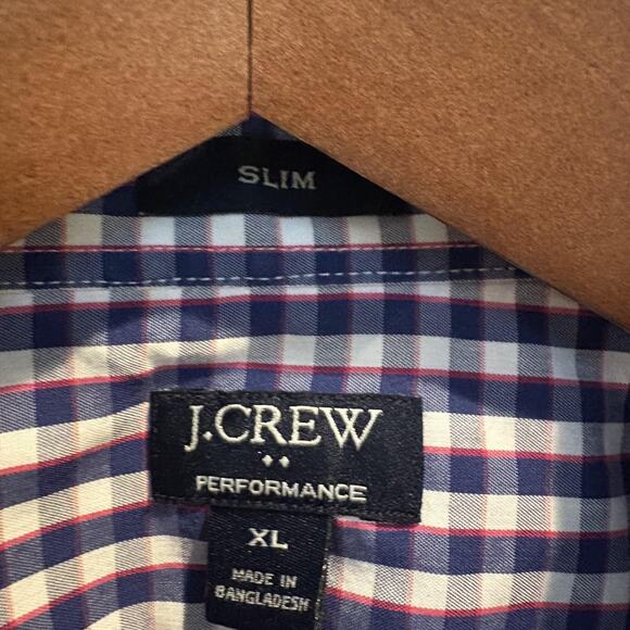 J.Crew Shirt Mens XL Extra Large Blue Gingham Check Performance Slim AS989 - Picture 2 of 10